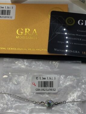 GRA Moissanite Round Solitaire Bracelet in Silver Tone plated with Rhodium